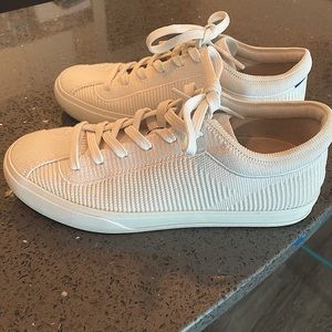 Bright white Rothy’s sneakers